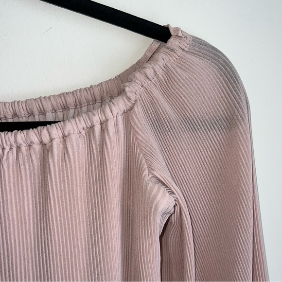 ARITZIA Wilfred Raisen Camille Blush Pink Pleated Chiffon Blouson Sleeves XS - Picture 7 of 11